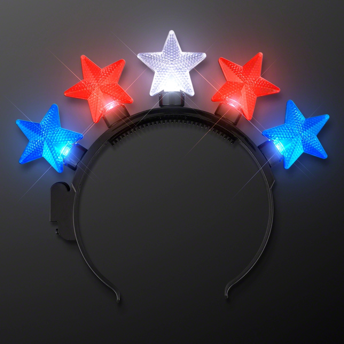 Light Up Stars Headband Red, White & Blue 4
