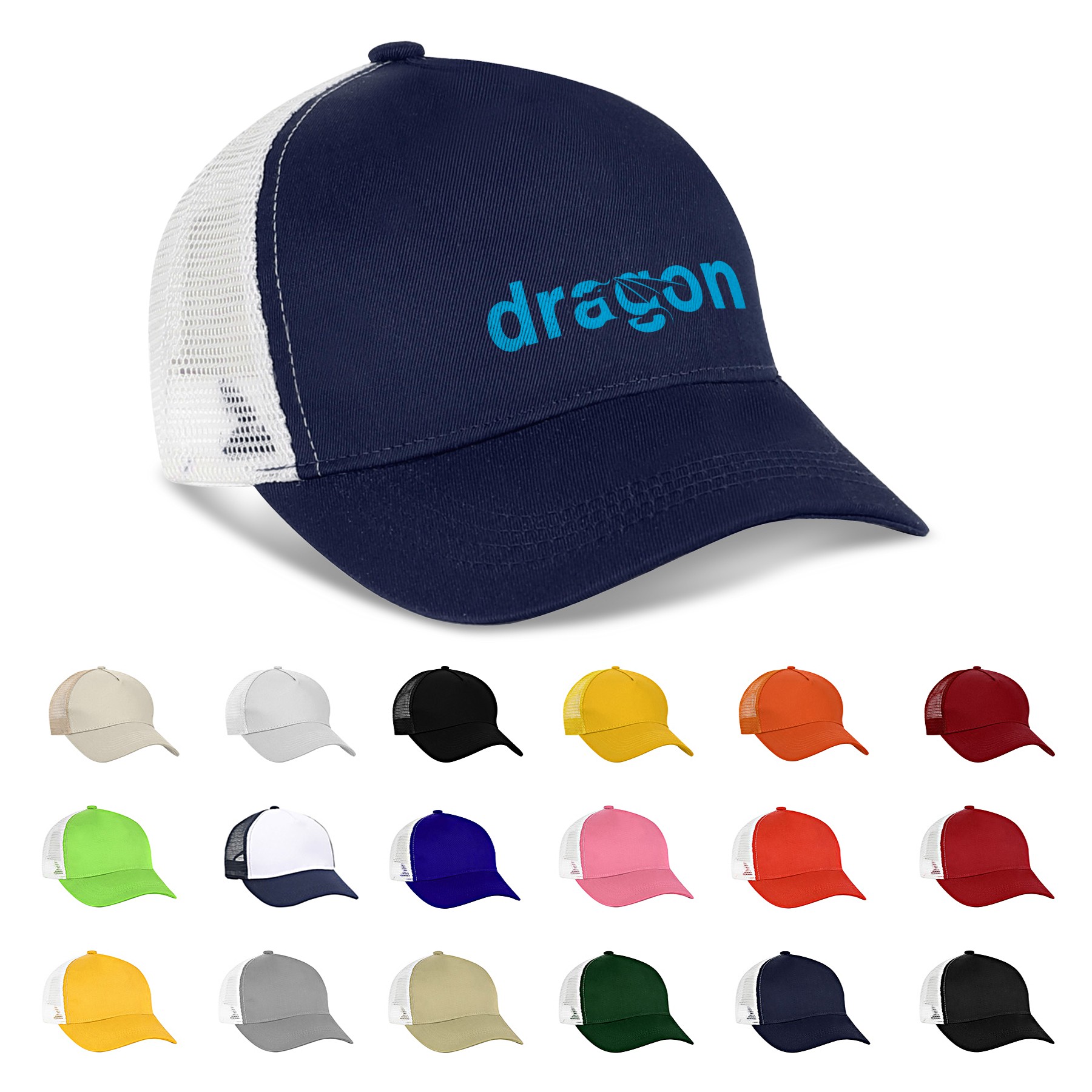 5 Panel Structured Trucker Cap With Snapback 16