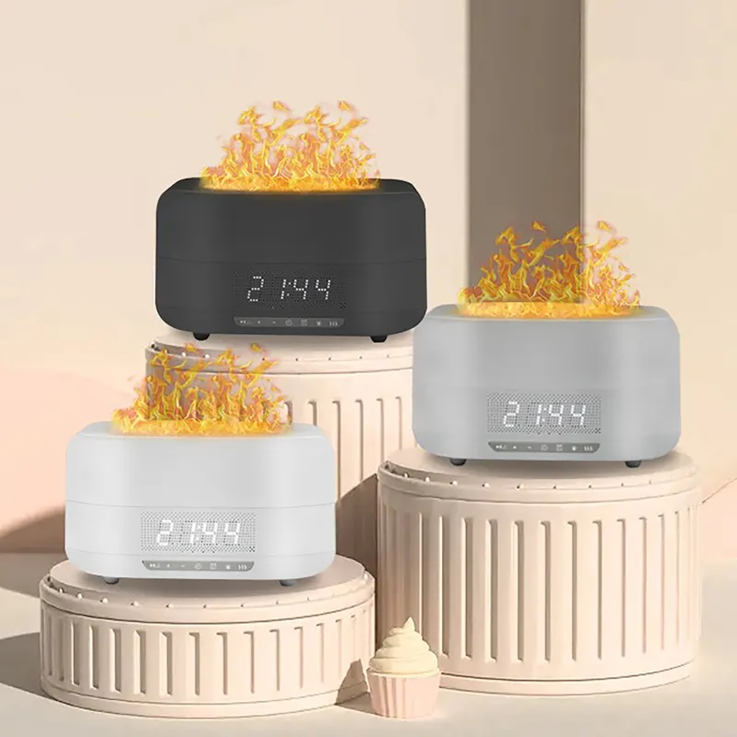 Flame Diffuser with Bluetooth Speaker and Clock Humidifer 4