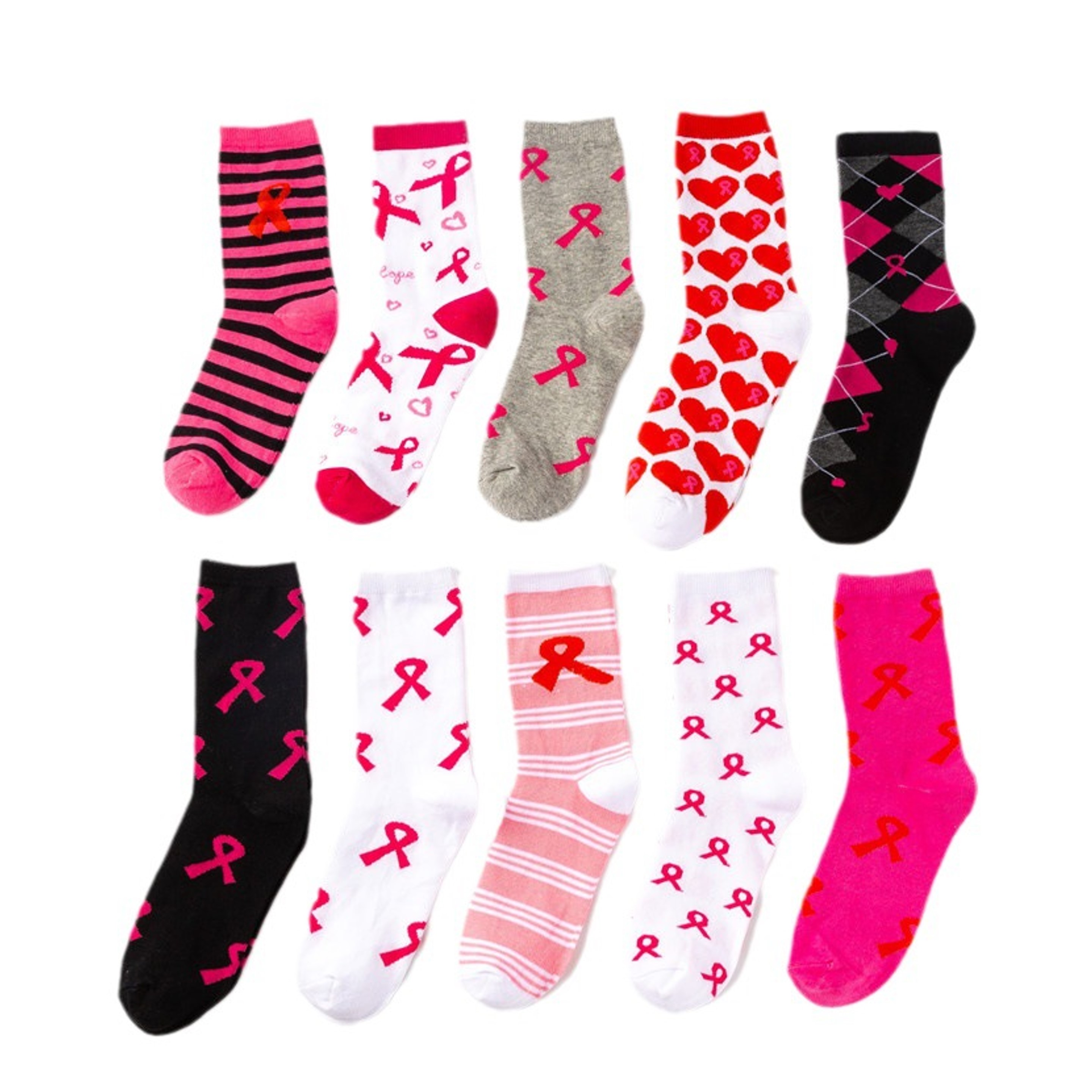 Pink Ribbon Crew Sock (direct import) 5