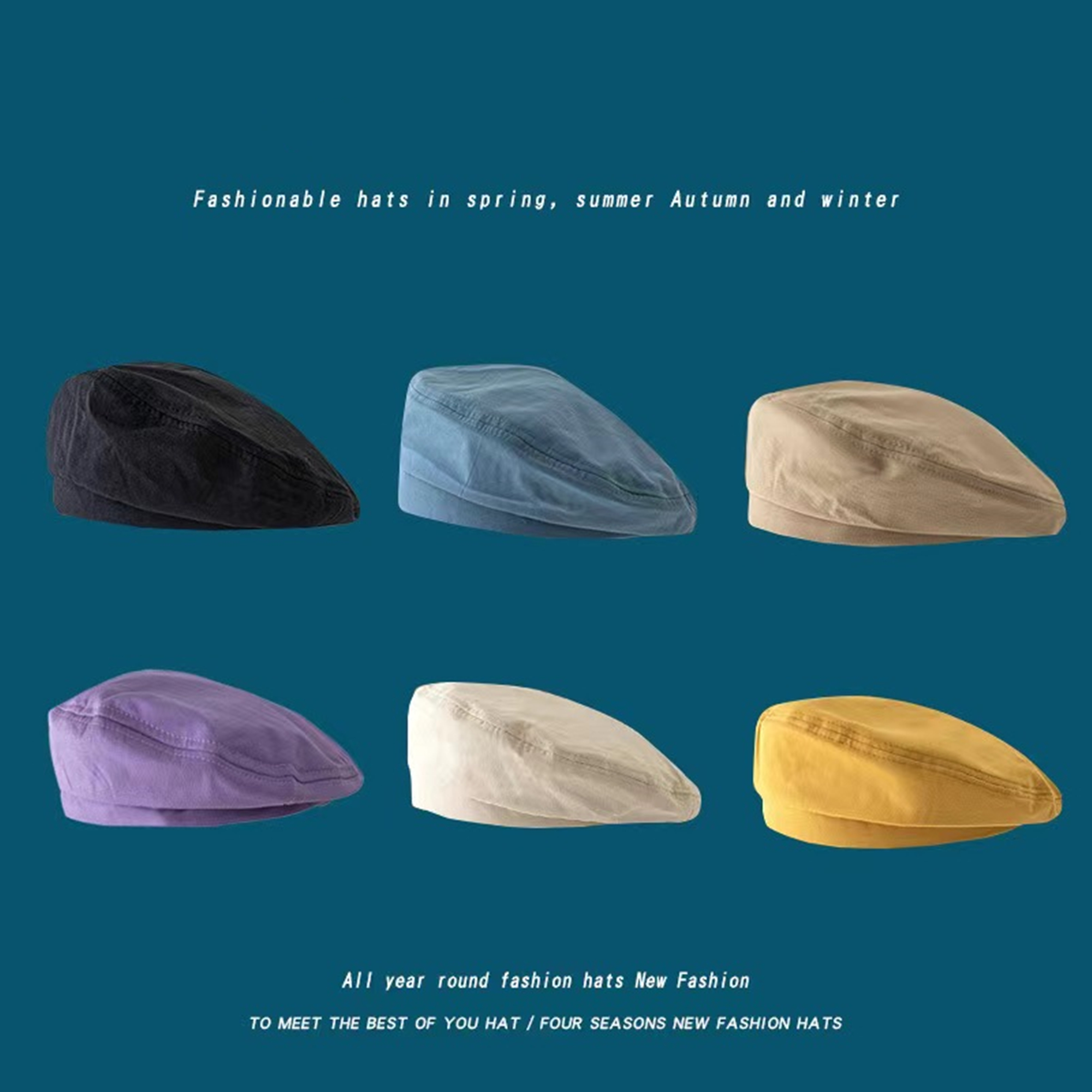 Solid Color Beret Hat 1