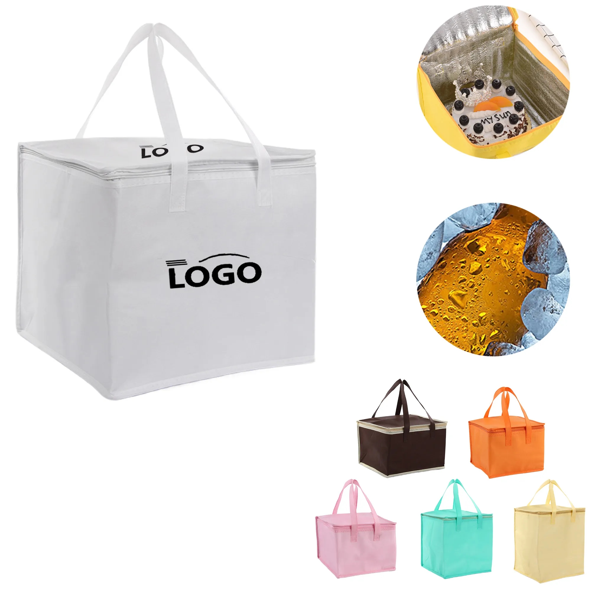 MOQ50 Waterproof Zippered Non-woven Insulated Bag 3