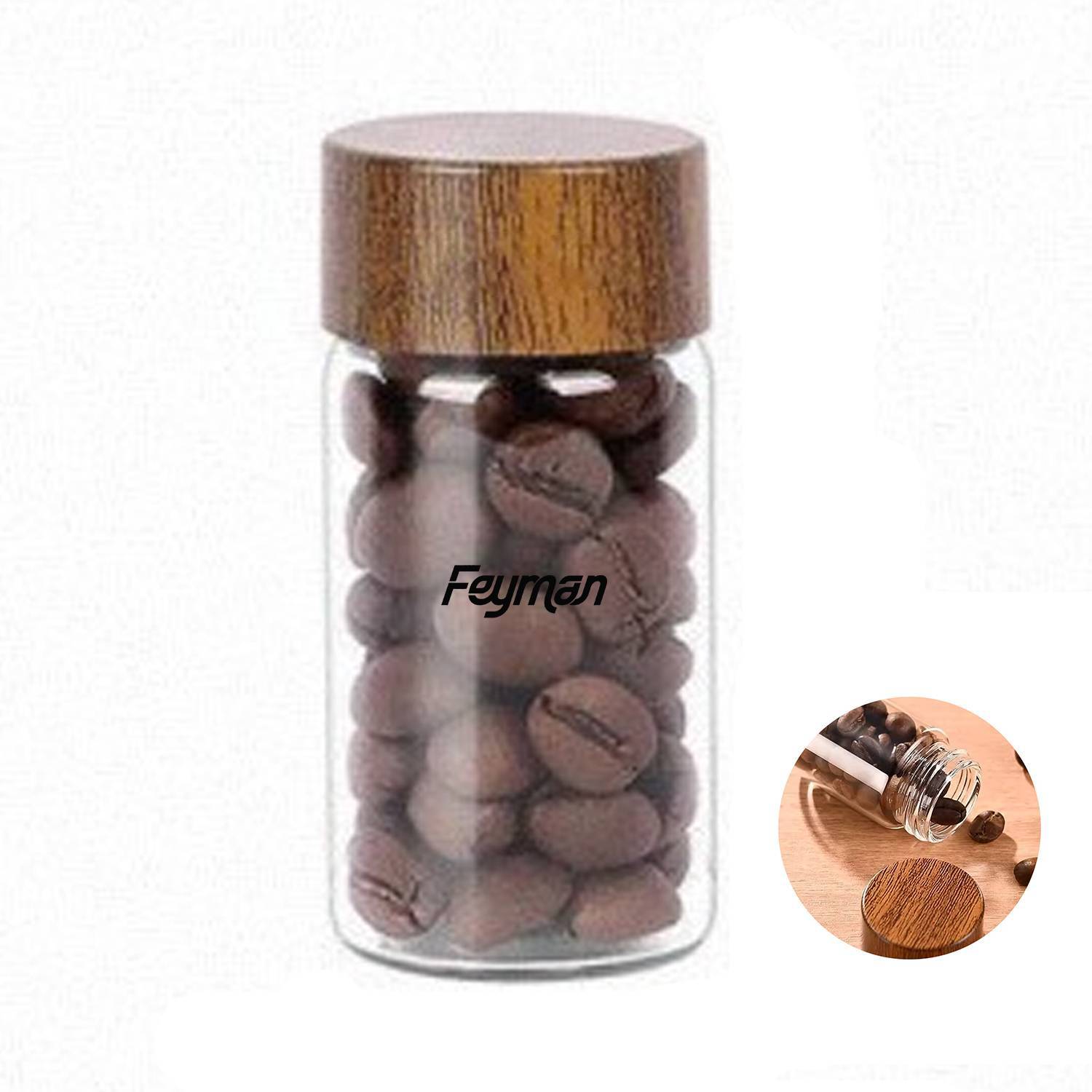 0.7 Oz Mini Glass Jar w/ Wooden Lid 2