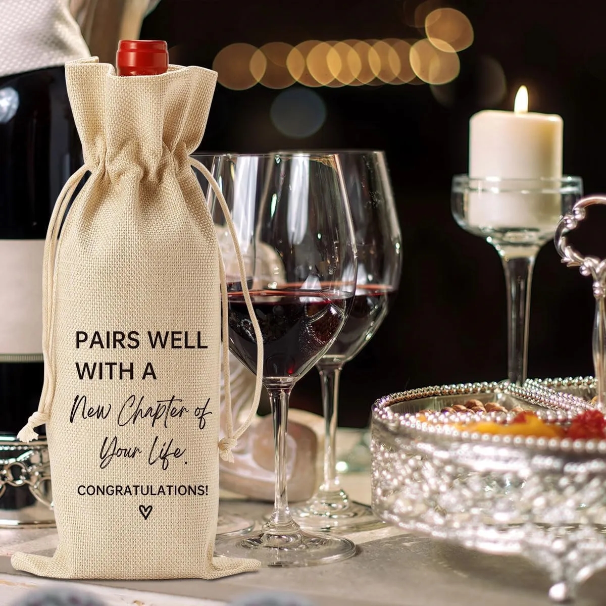 Drawstring Burlap Wine Bags 9