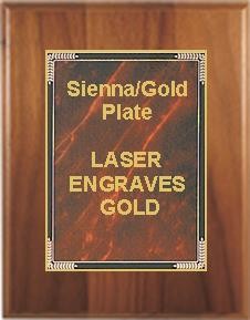 7" x 9" Cherry Finish Plaque with a Sienna Marble Mist Plate 2