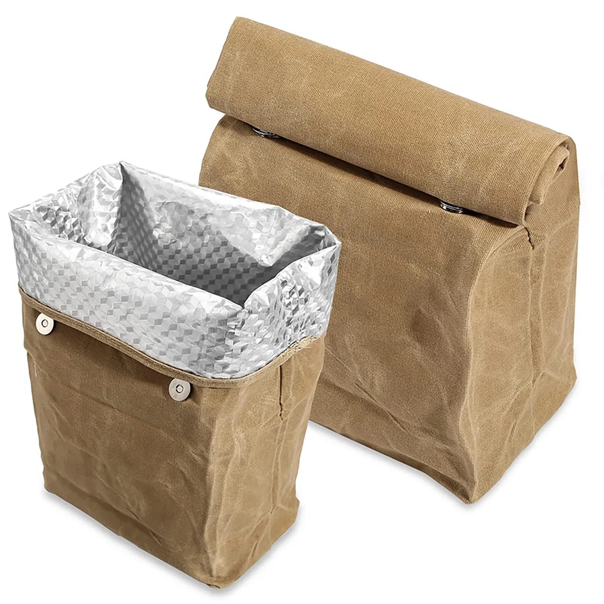 Packaging Waxed Canvas Trendy Reusable Vintage Lunch Bag 8