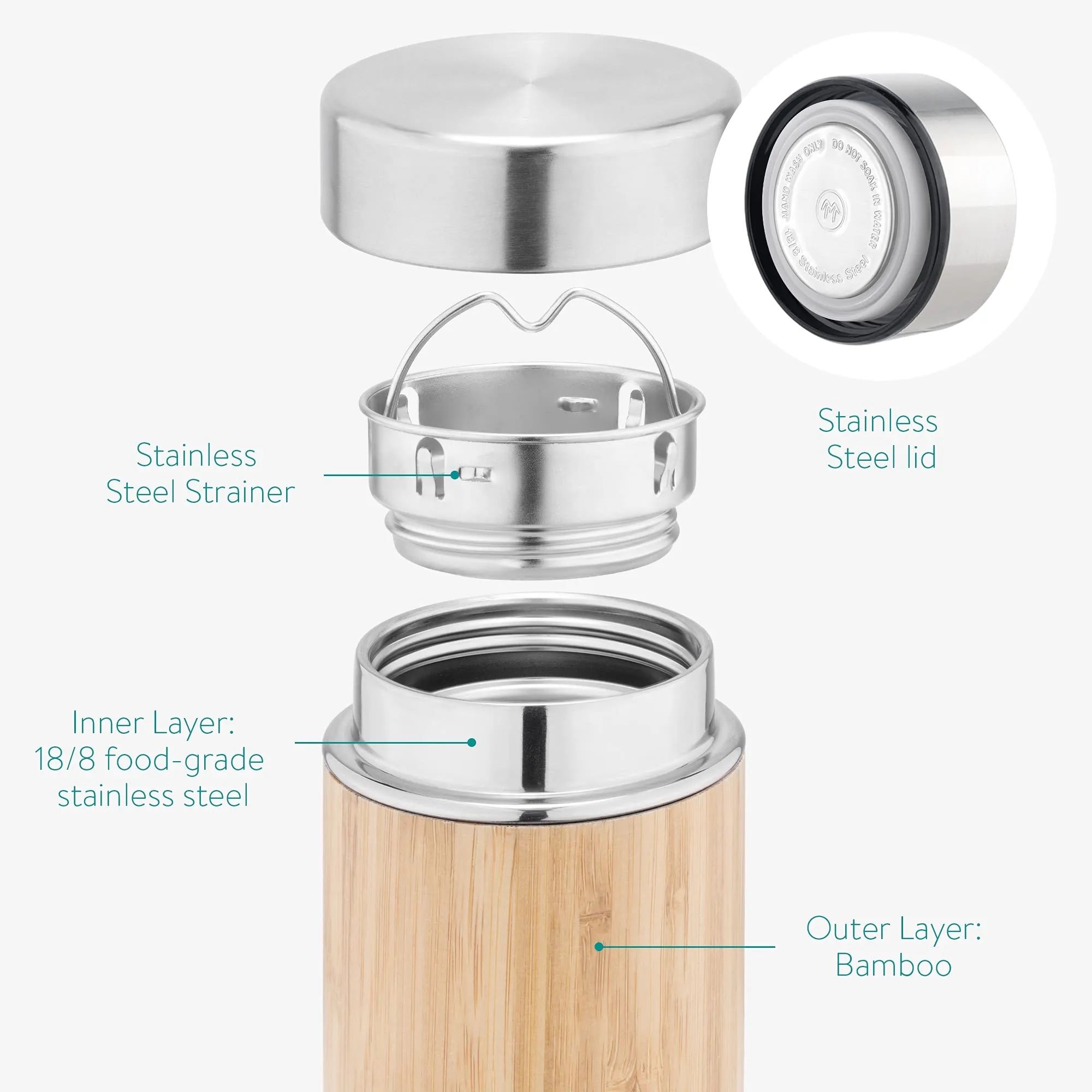 Bamboo Tea Infuser Bottle with Stainless Steel Strainer, custom water bottle with logo imprint 7