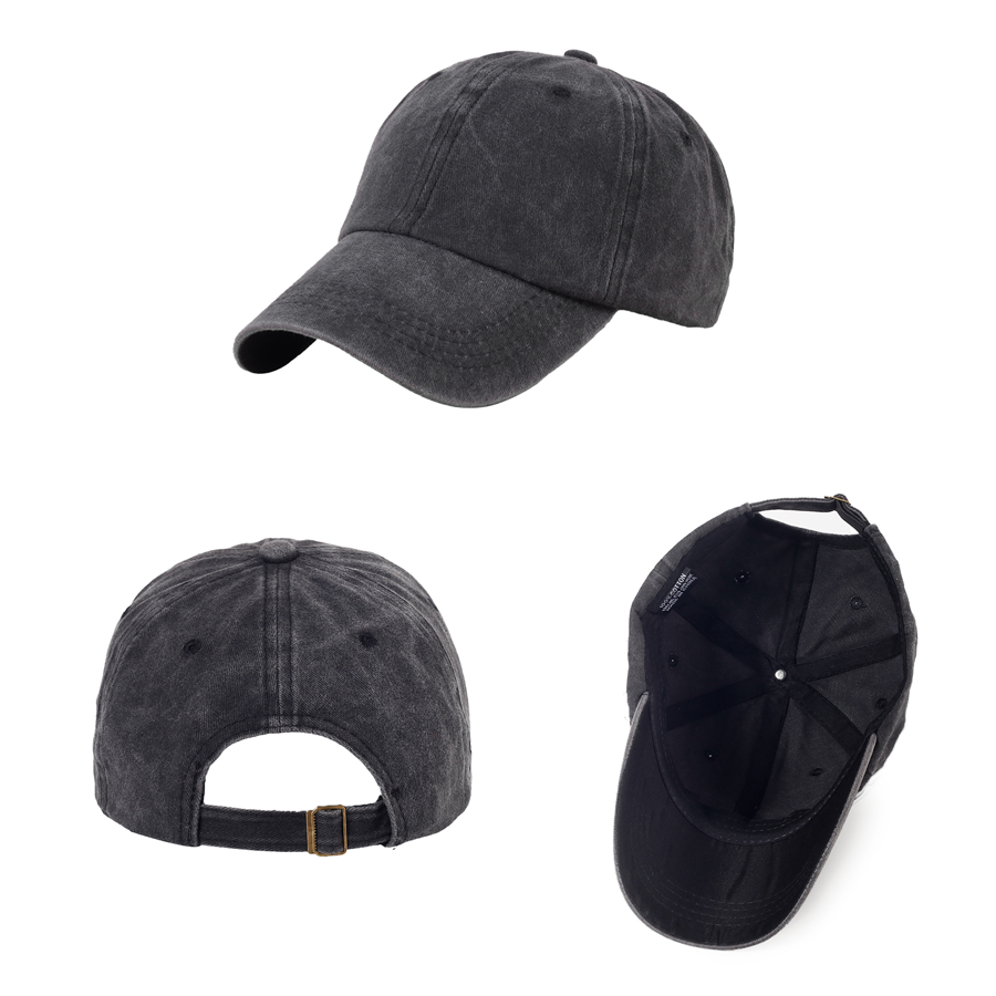 Stock Washed Cotton 6-Panel Baseball Cap w/ D-Ring Metal 21