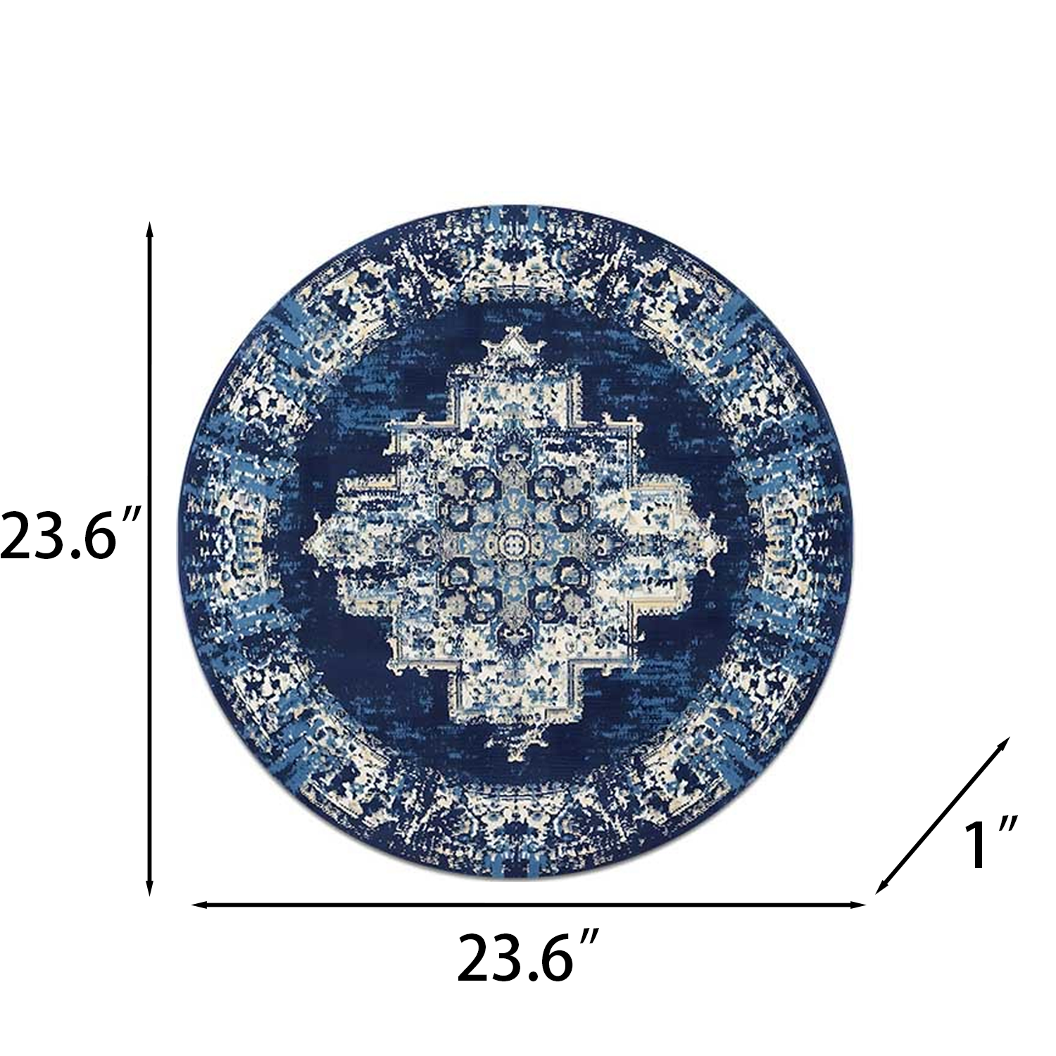 23 inch Crystal Velvet Round Vintage Ethnic Rug 1