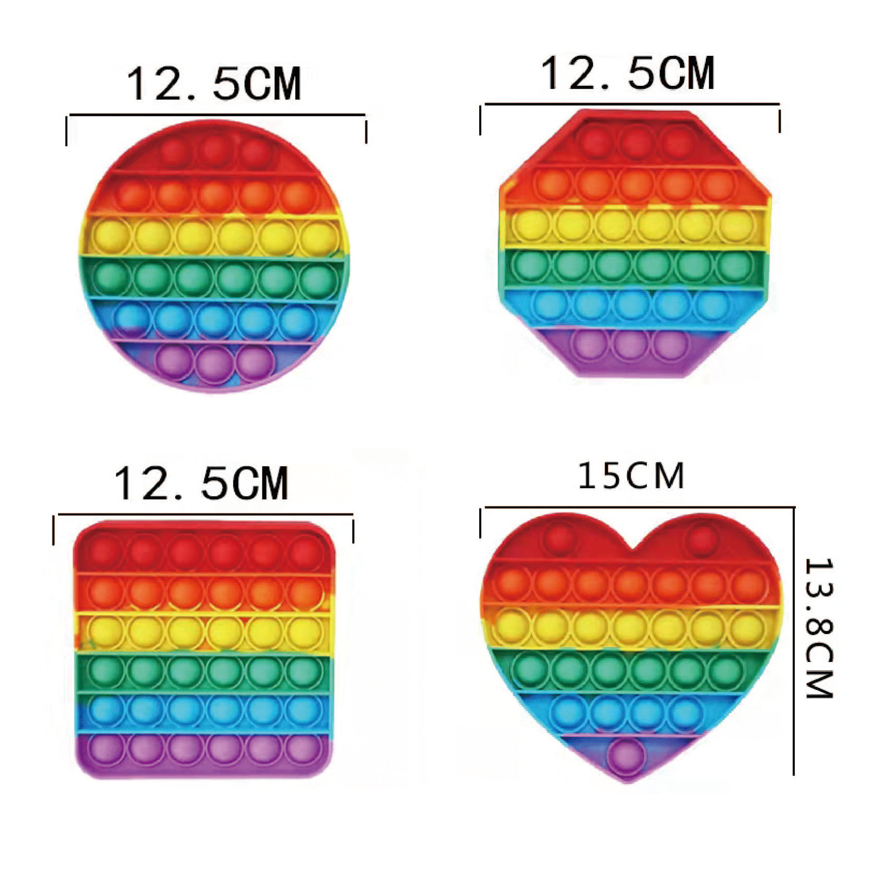 Rainbow Silicone Push Pop Bubble Pop It Fidget Toy 3