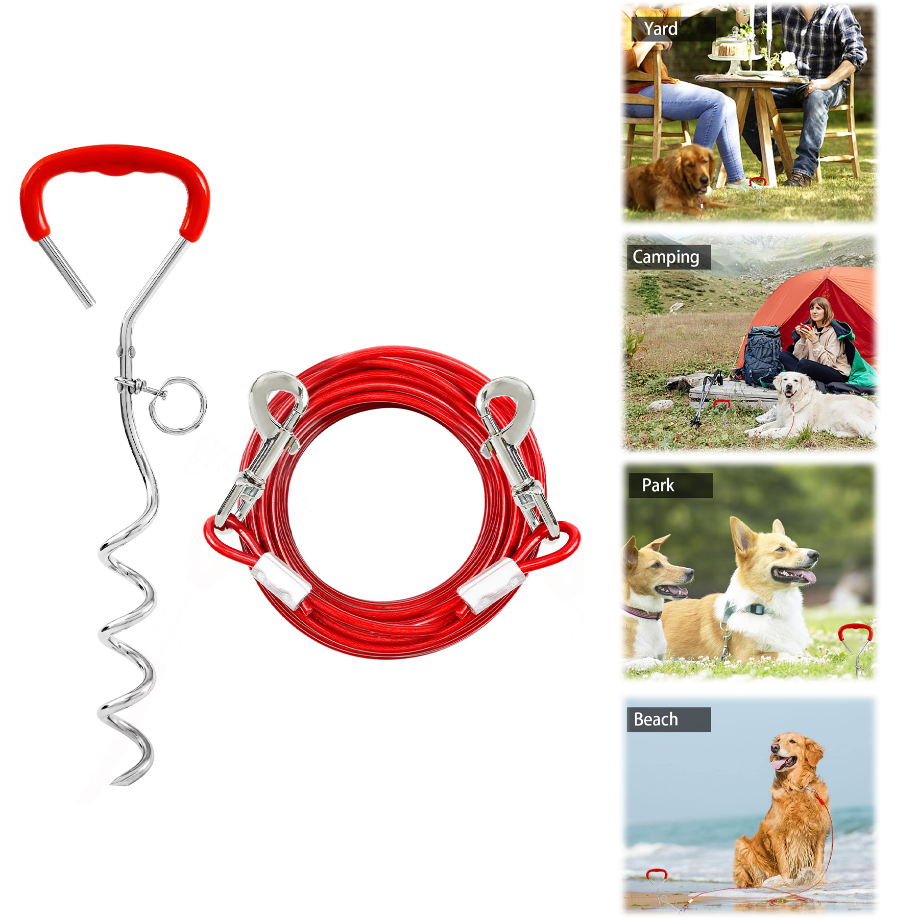 Dog Tie Out Stake and Dog Run Cable 2