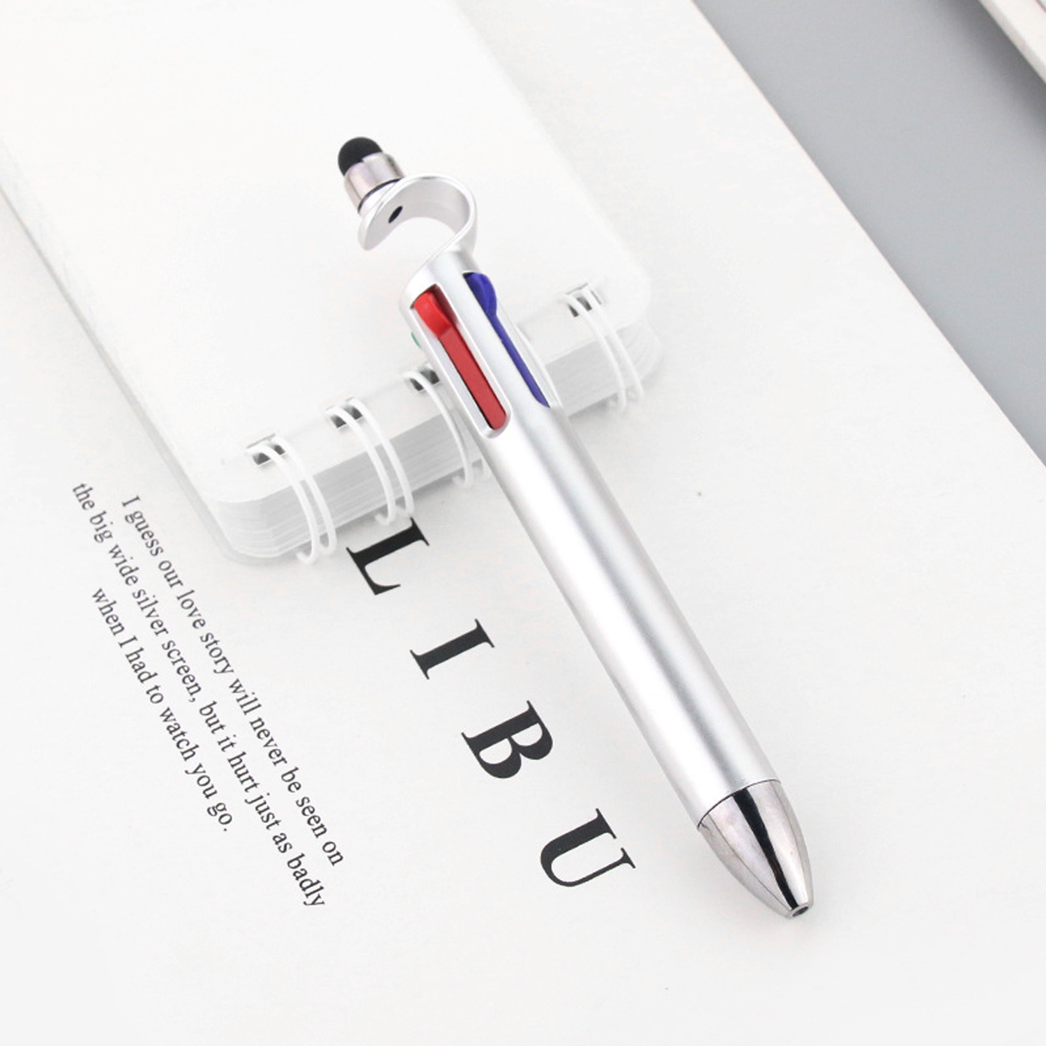 4 Color Stylus Ballpoint Pen w/ Phone Stand 12