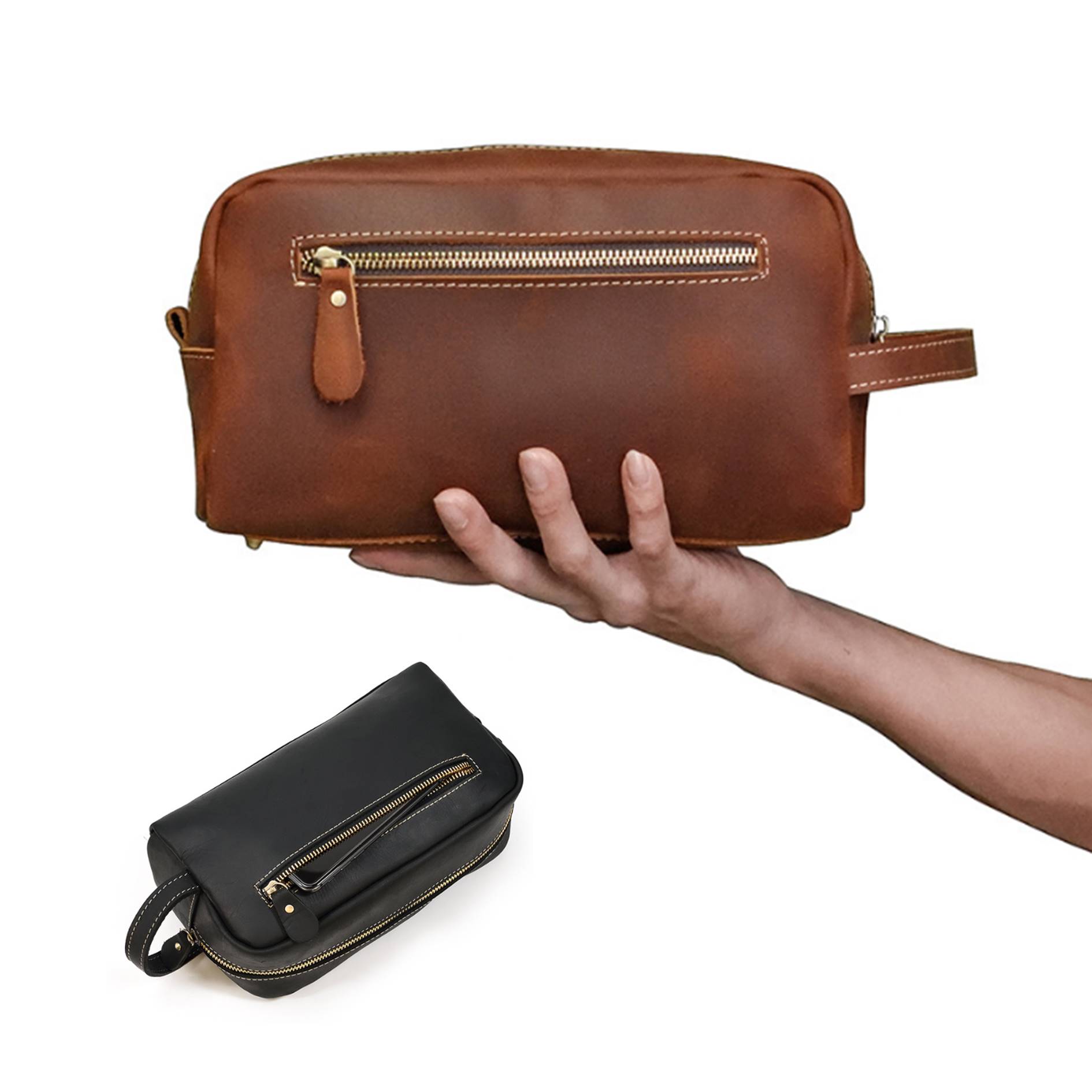 Travel Toiletry Leather Bag For Men 4