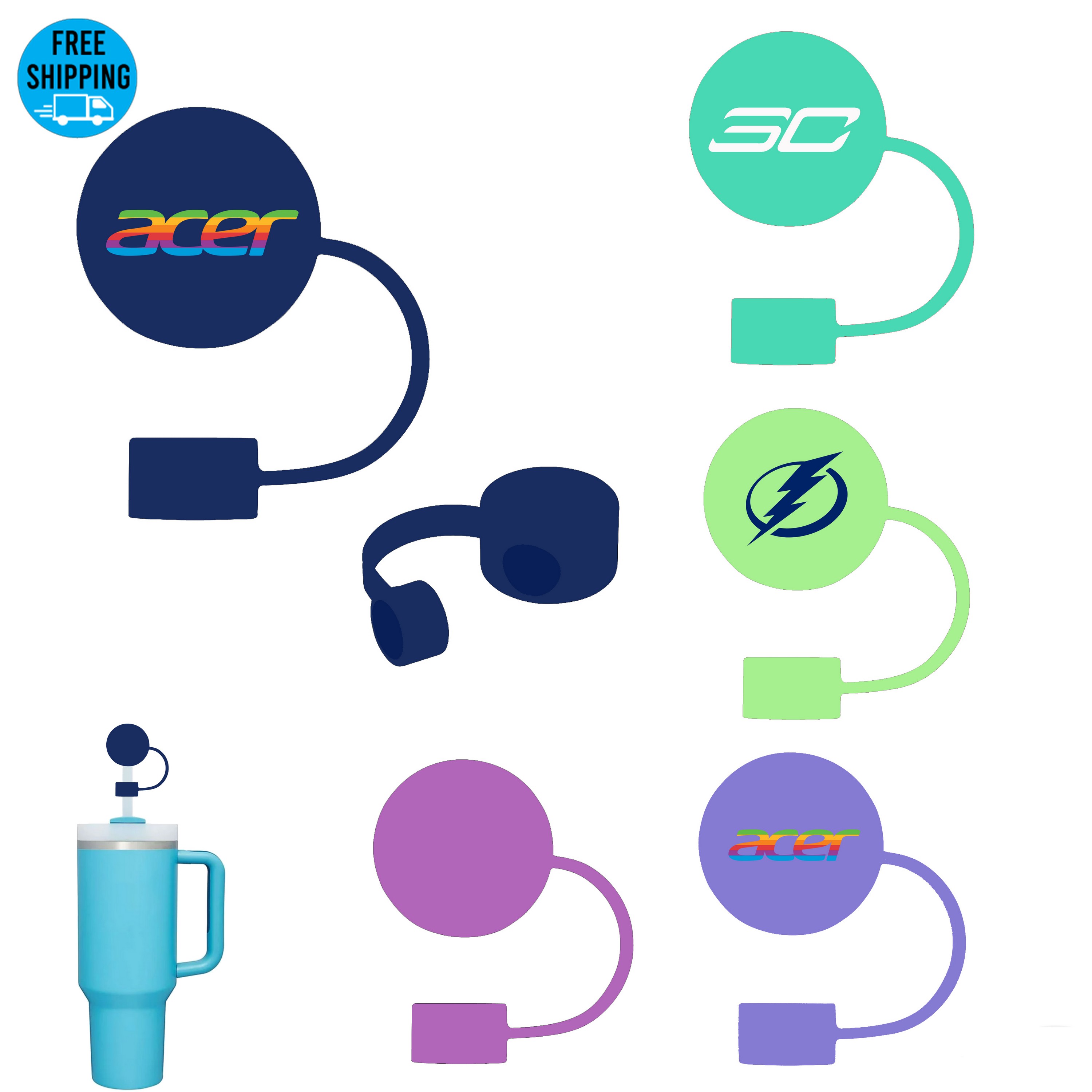 Custom Color Silicone Round Straw Topper 2