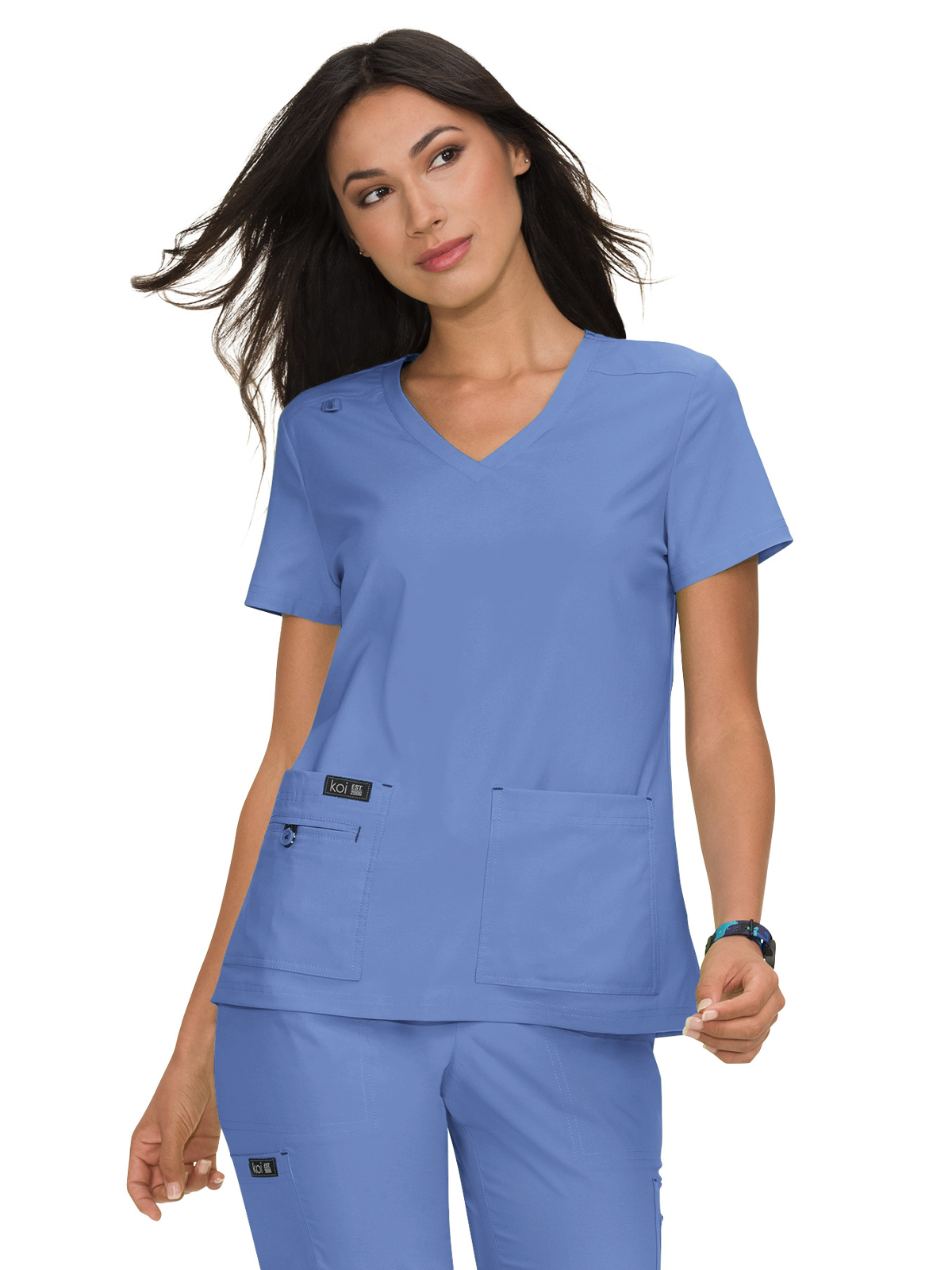 koi - Basics - Women's Four-Pocket Stretch V-Neck Becca Top 45