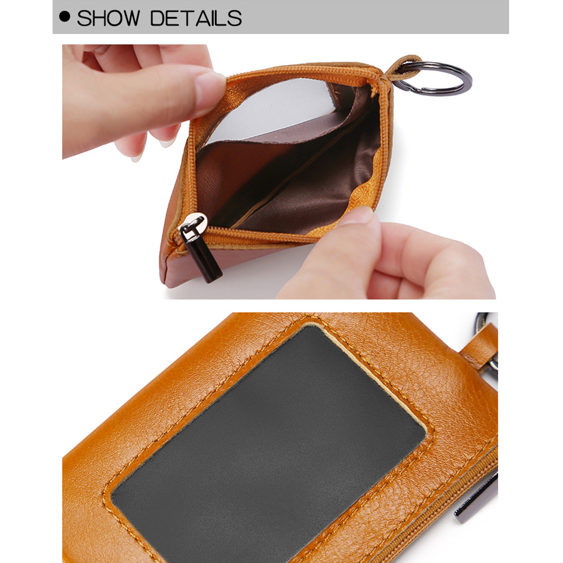 Genuine Leather Vintage multi-functional zippered coin purse 3