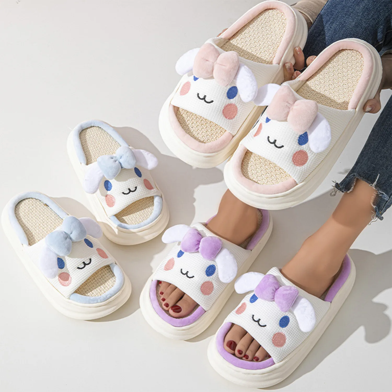 Cartoon Linen Women's Slippers 5