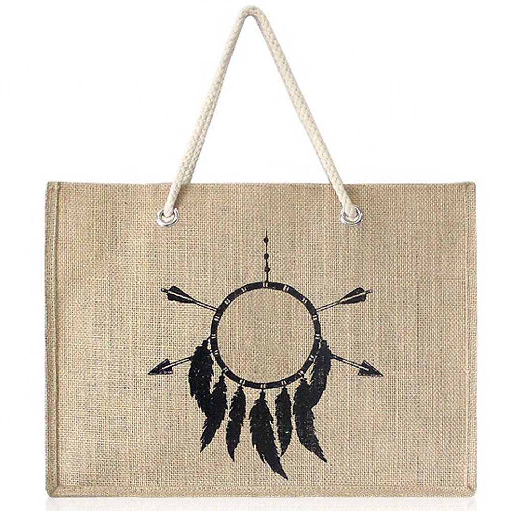 Large Natural Jute Grocery Tote Bag, custom tote bag with logo imprint 4
