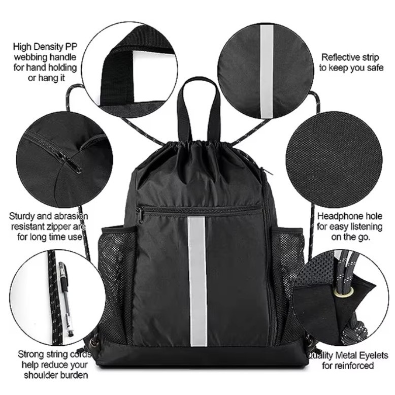 Drawstring Backpack Sports Gym Bag 4