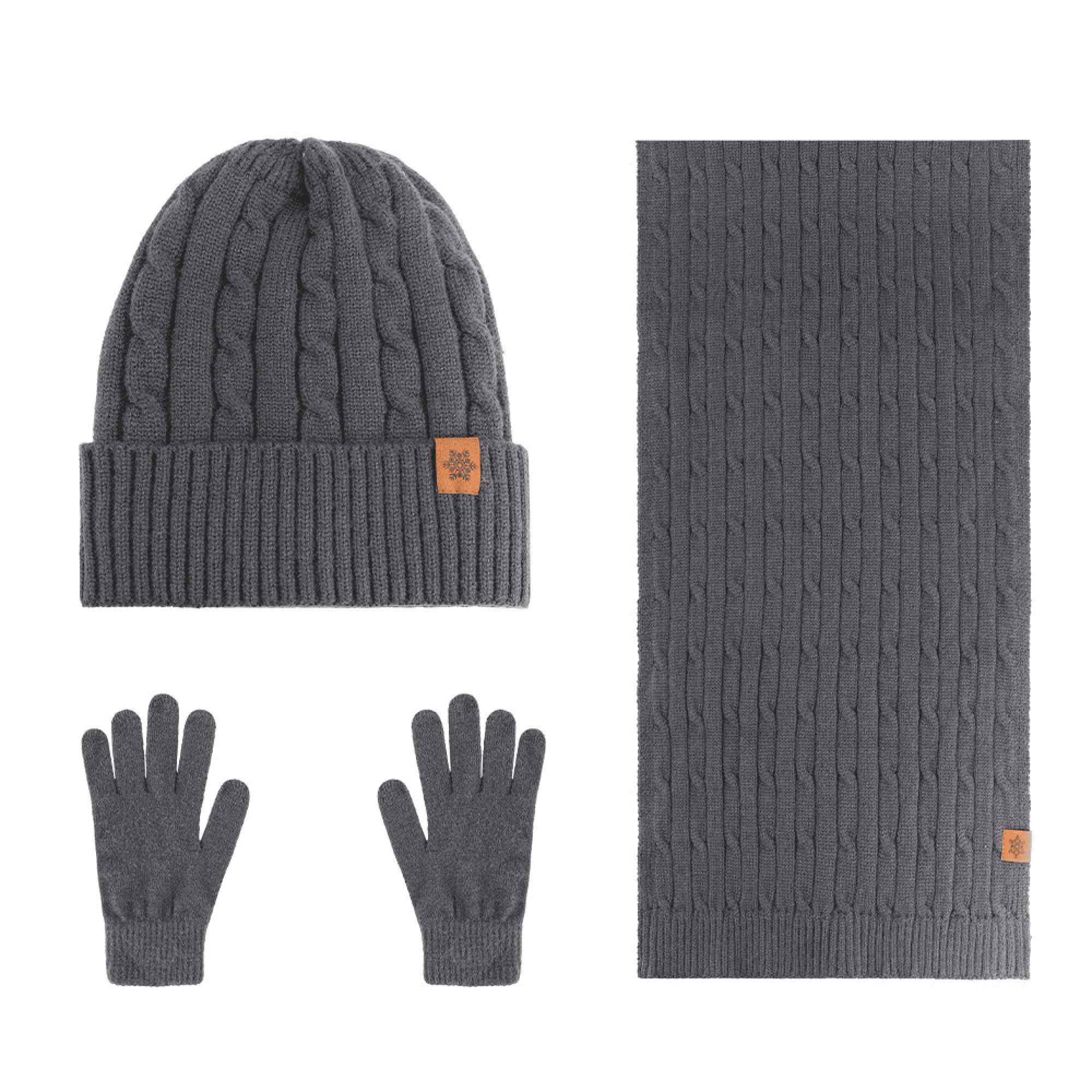 Cable Knit Warm Acrylic Winter 3-Piece Accessories Set 4