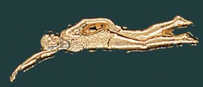 Female Swimmer Metal Chenille Letter Insignia Pin 2