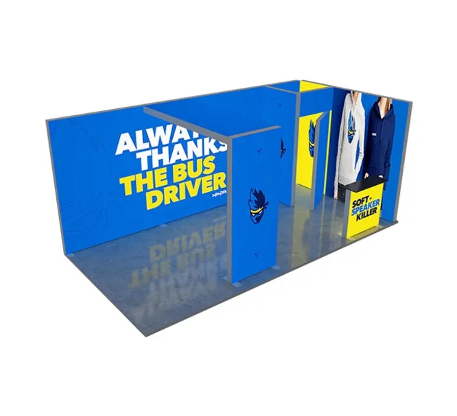 20ft Backlit Trade Show Display – Premium LED Lightbox Display with Counter & Branding Panels 3