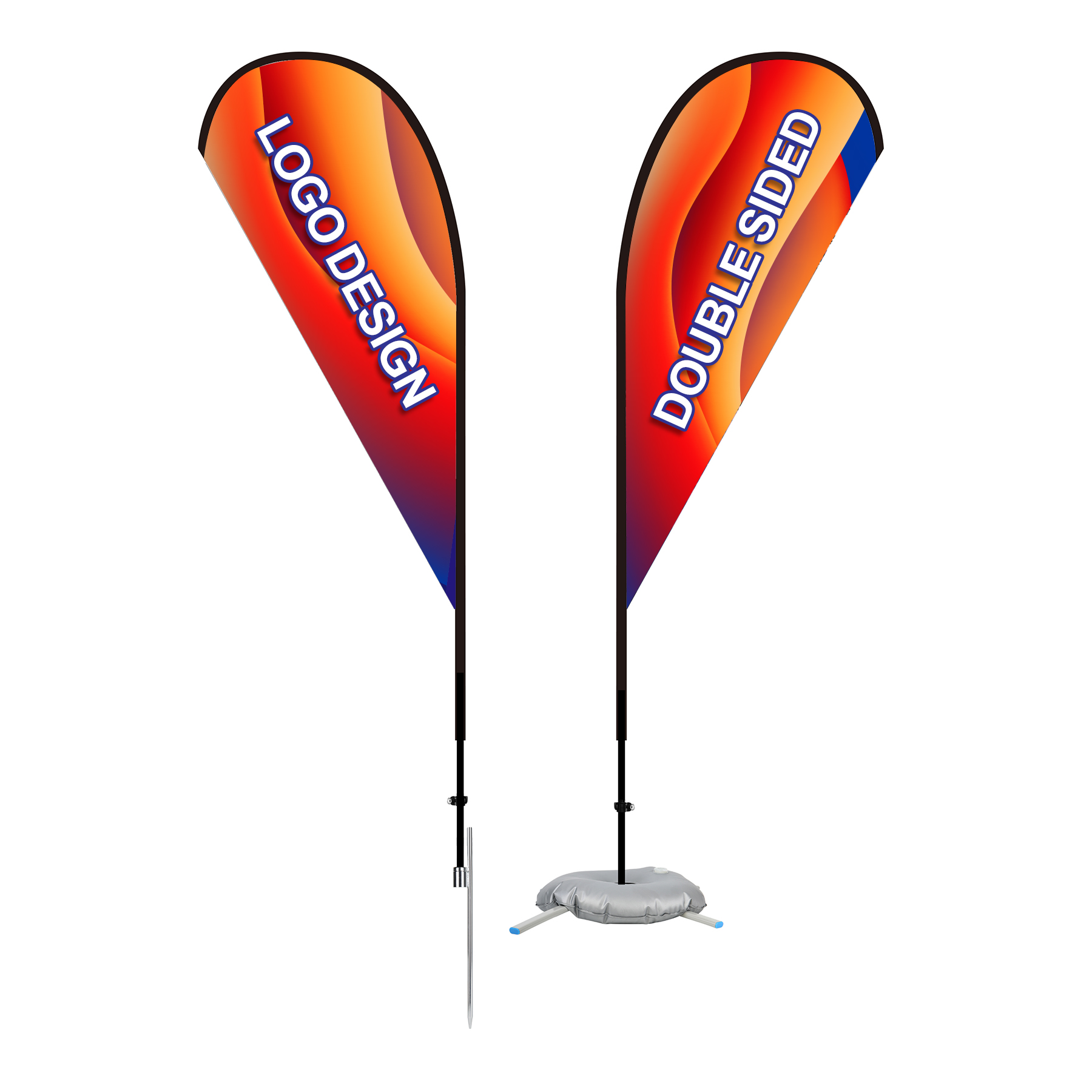 7' Teardrop Flag Kit-Double Sided With Optional Base 9