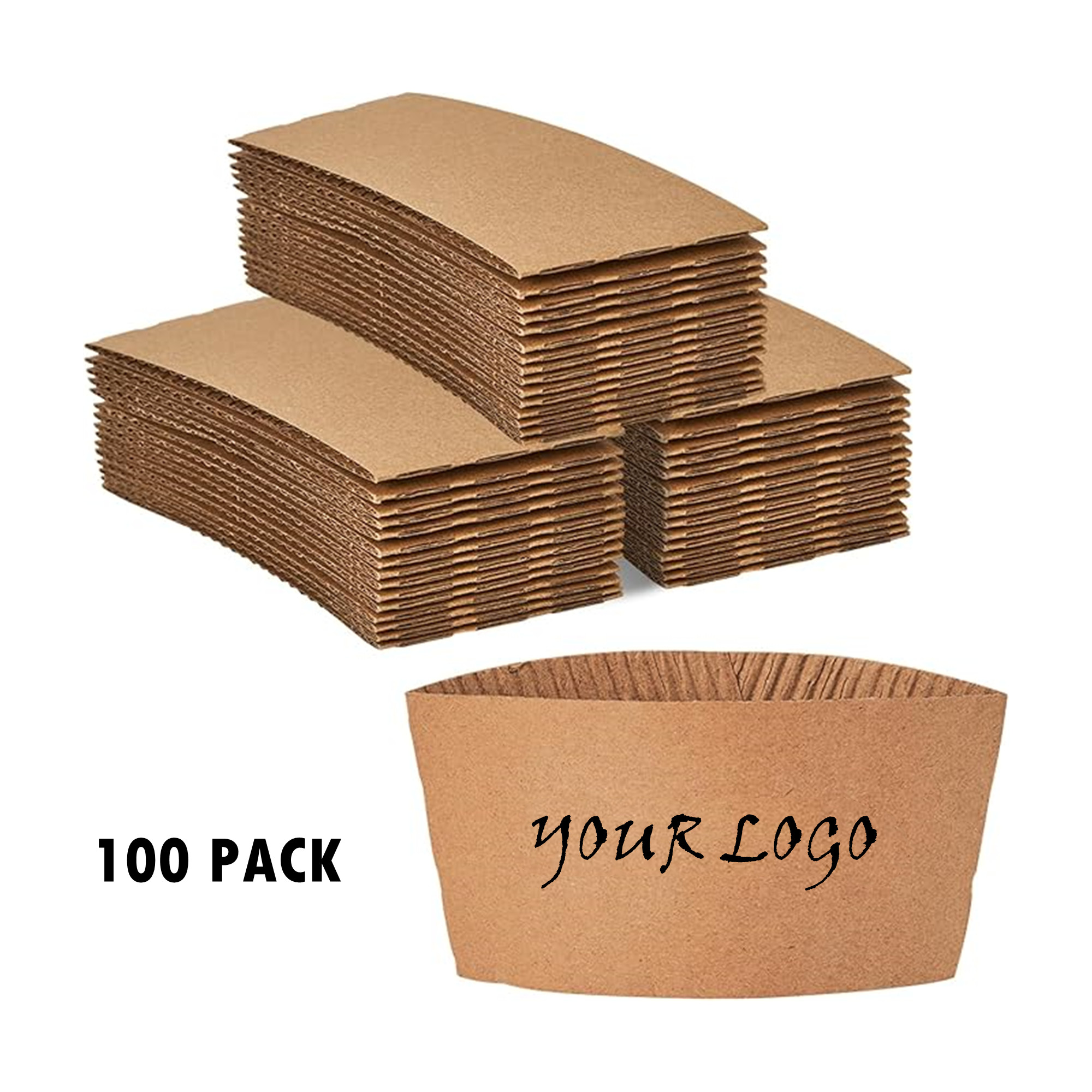 100 Pcs 8 oz Kraft Paper Coffee Cup Sleeves