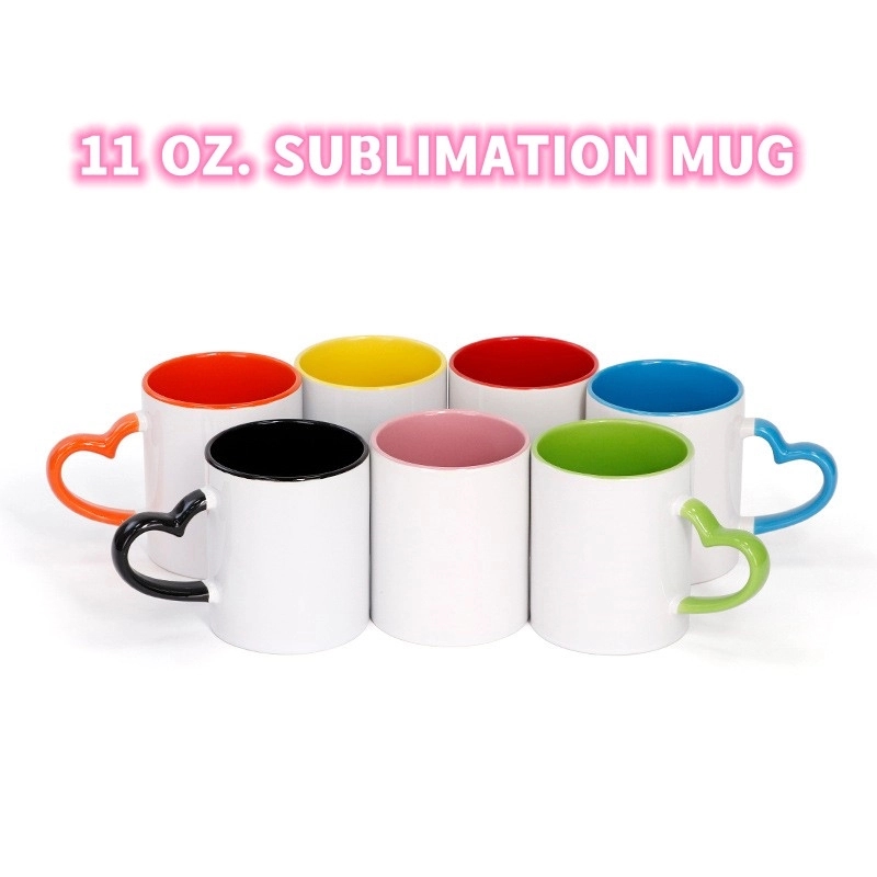 Full Color Heart-shaped Handle 11 oz Ceramic Sublimated Cups 14