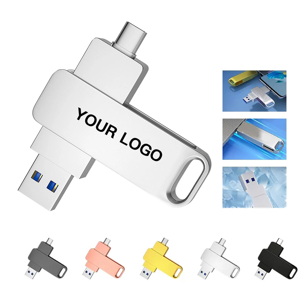 Dual Port Flash Drive with USB and Type C 3