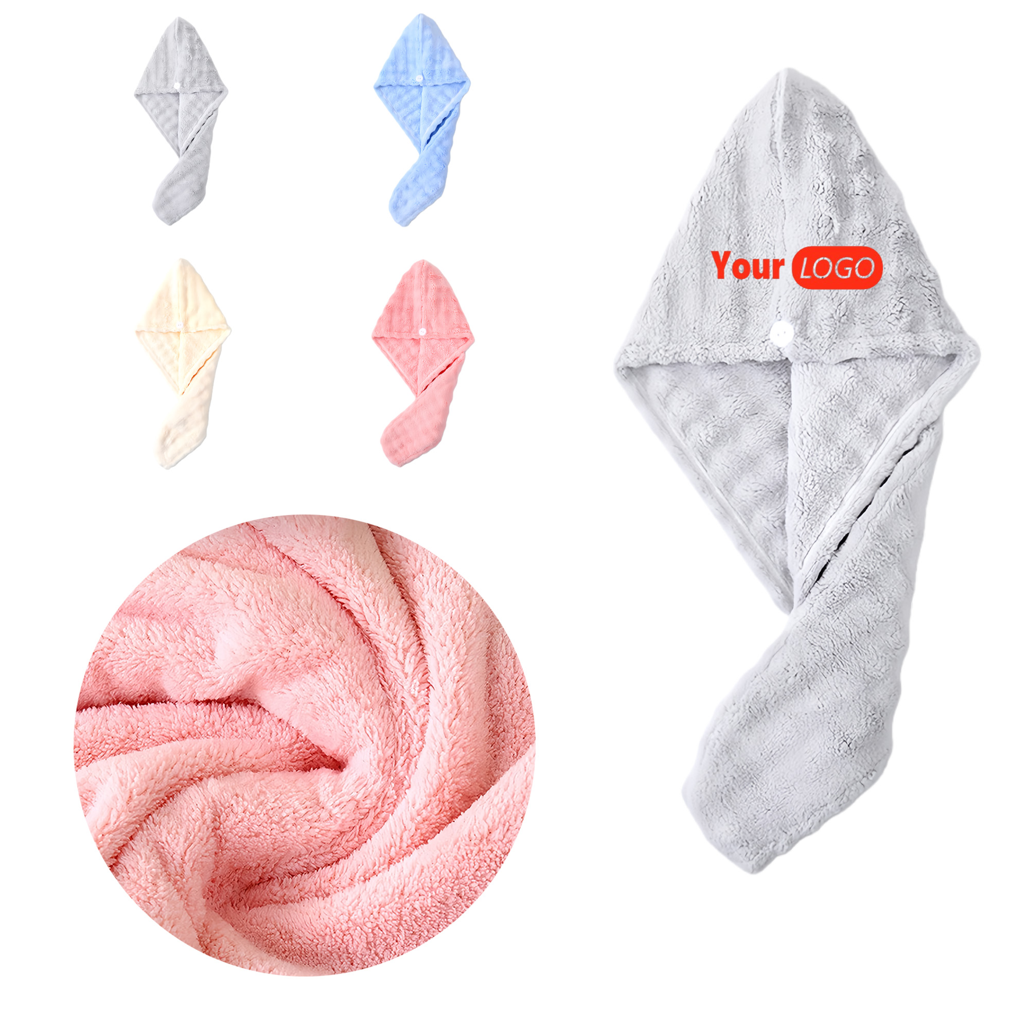 Coral Fleece Single Layer Bubble Hair Towel 2
