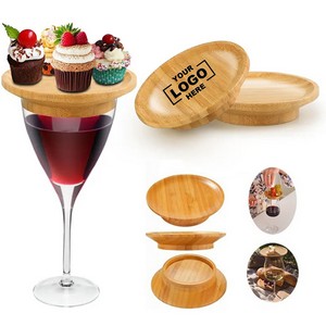 Wooden Wine Glass Lid Dessert Treat Tray 11