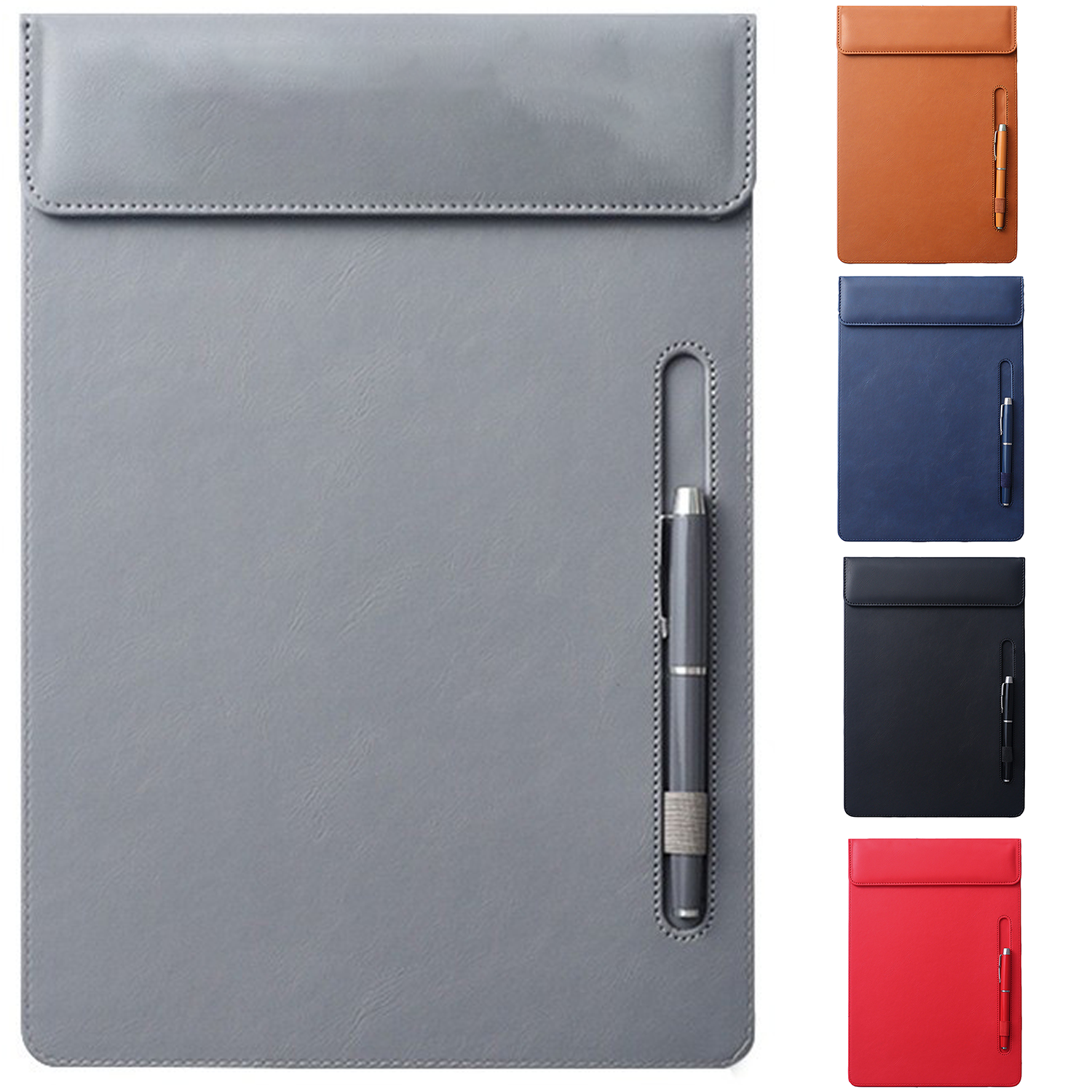 A4 PU Leather Magnetic Clipboard w/ Pen Holder 7