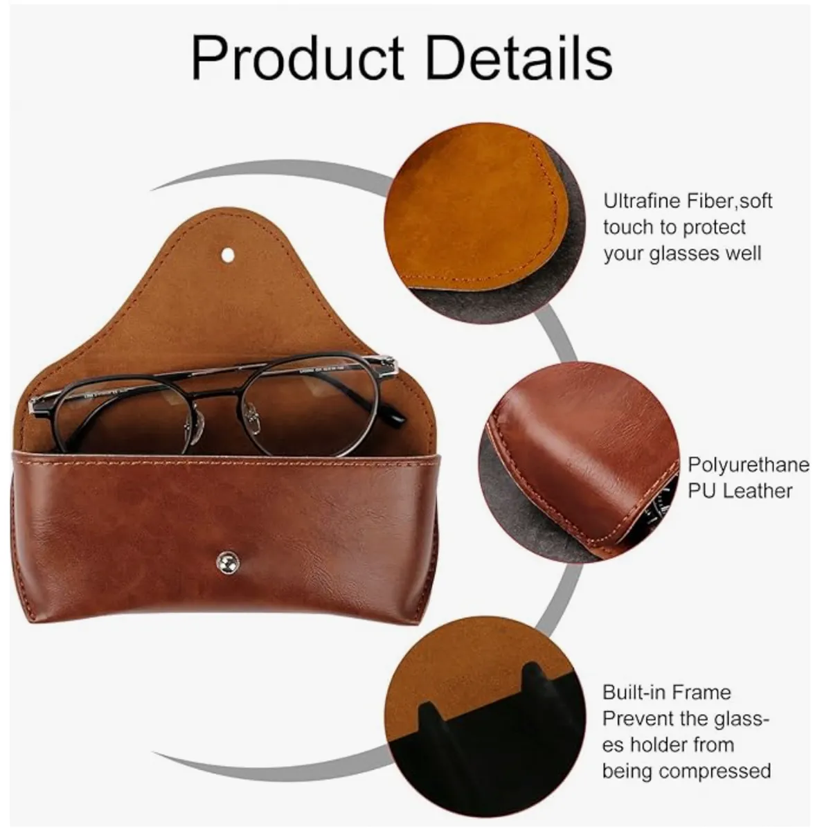PU Leather Portable Durable Soft Slim Semi Hard Glasses Case 5