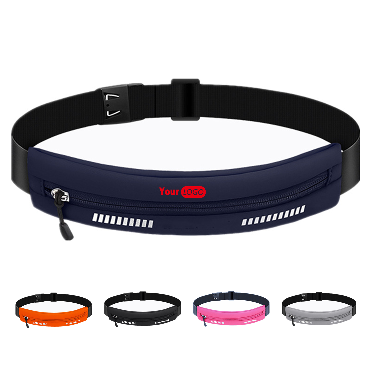 Adjustable Running Belt with Zipper, Waterproof Waist Bag, Reflective Design 2