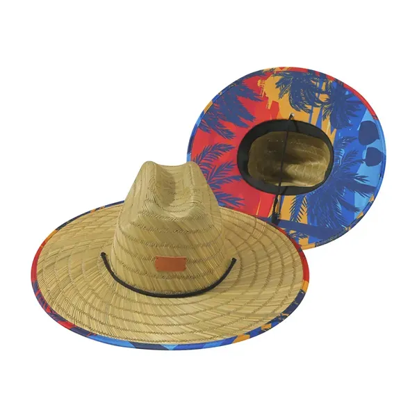 Lifeguard Straw Hat w/ Full Color Underbrim & Patch 8