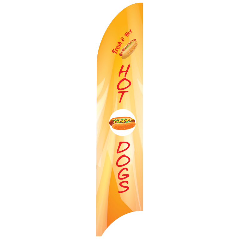 Hot & Fresh Hot Dogs Flag Kit with Poles 11 Feet G7 Feather Flag Sign Outdoor Banner - Orange 2