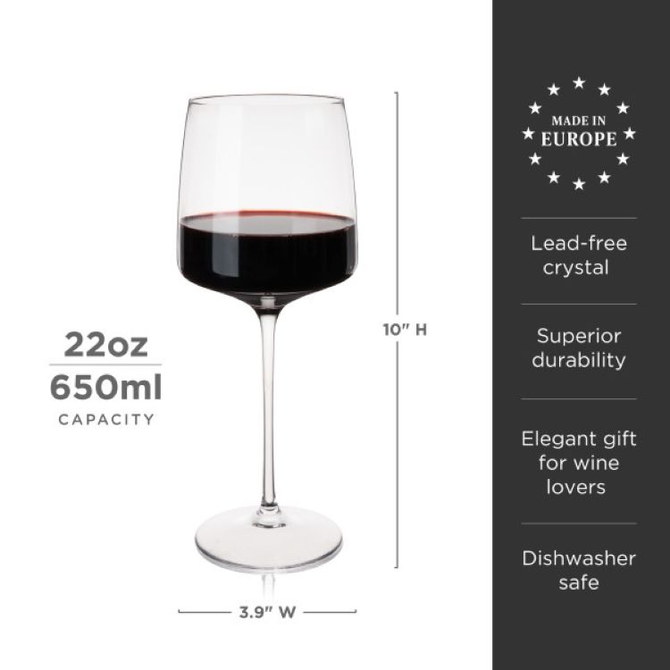 Viski® Reserve Julien Crystal Bordeaux Glass, set of 4 3