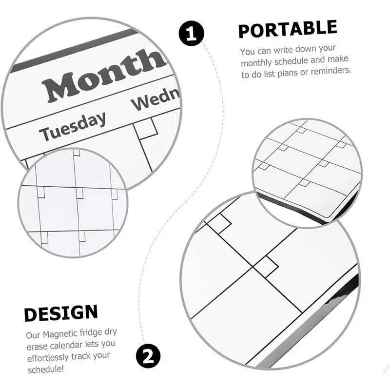 Refrigerator Reusable Magnetic Dry Erase Monthly Planner 3