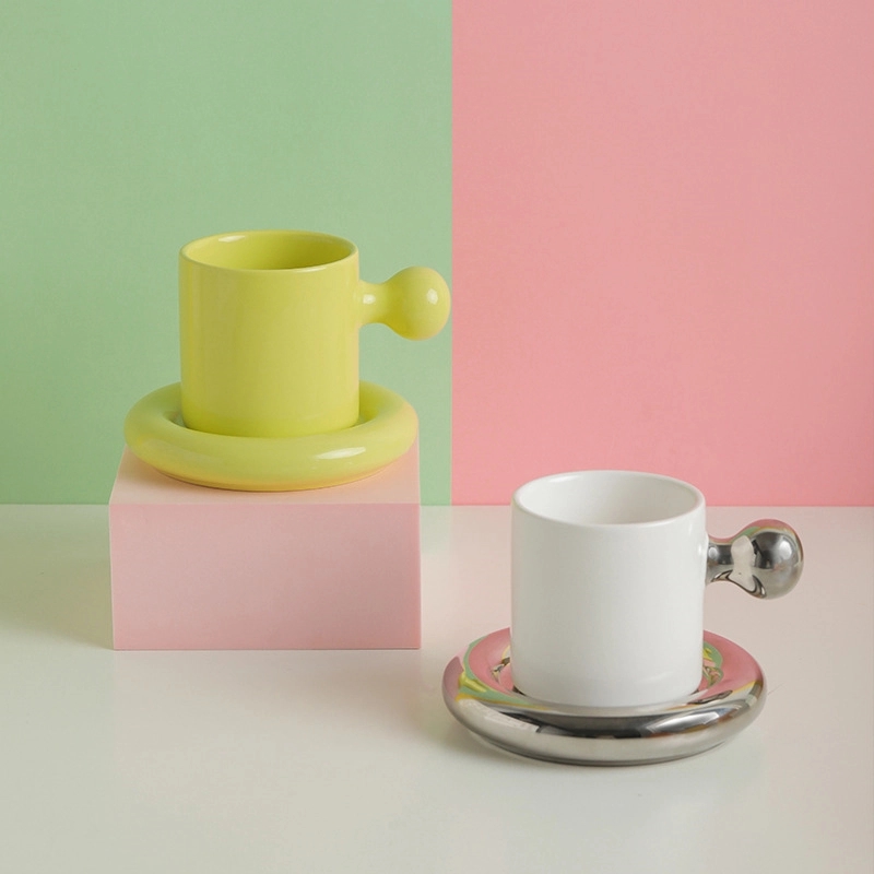 Custom 8.4 OZ. Ceramic Tea Cup Coffee Mug with Saucer Set 7