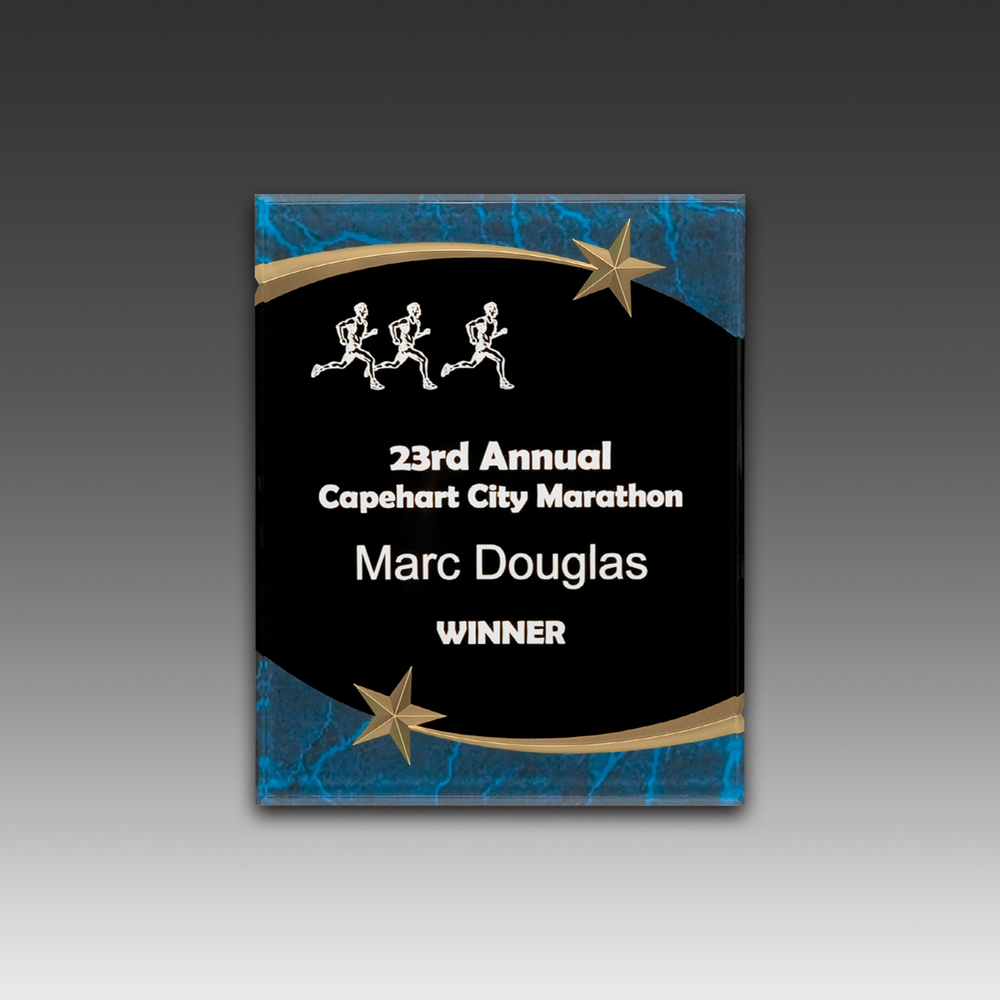 Original Carved Star Plaque w/Marble Graphic (9"x11"x3/8") 1