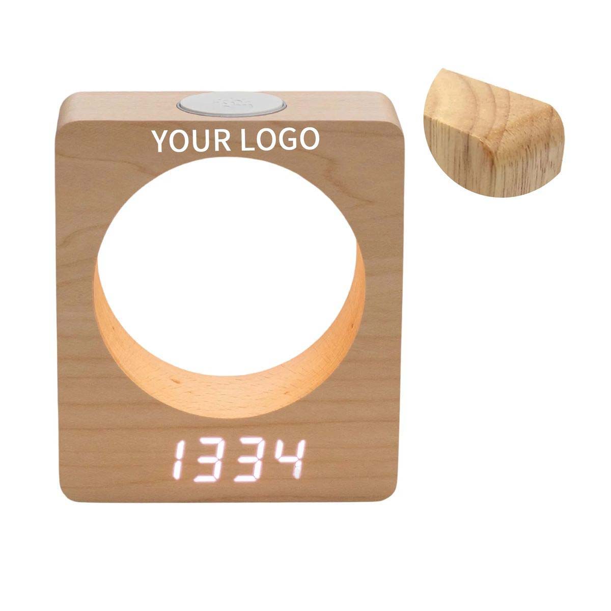 Adjustable LED Alarm Clock with Wooden Frame 2