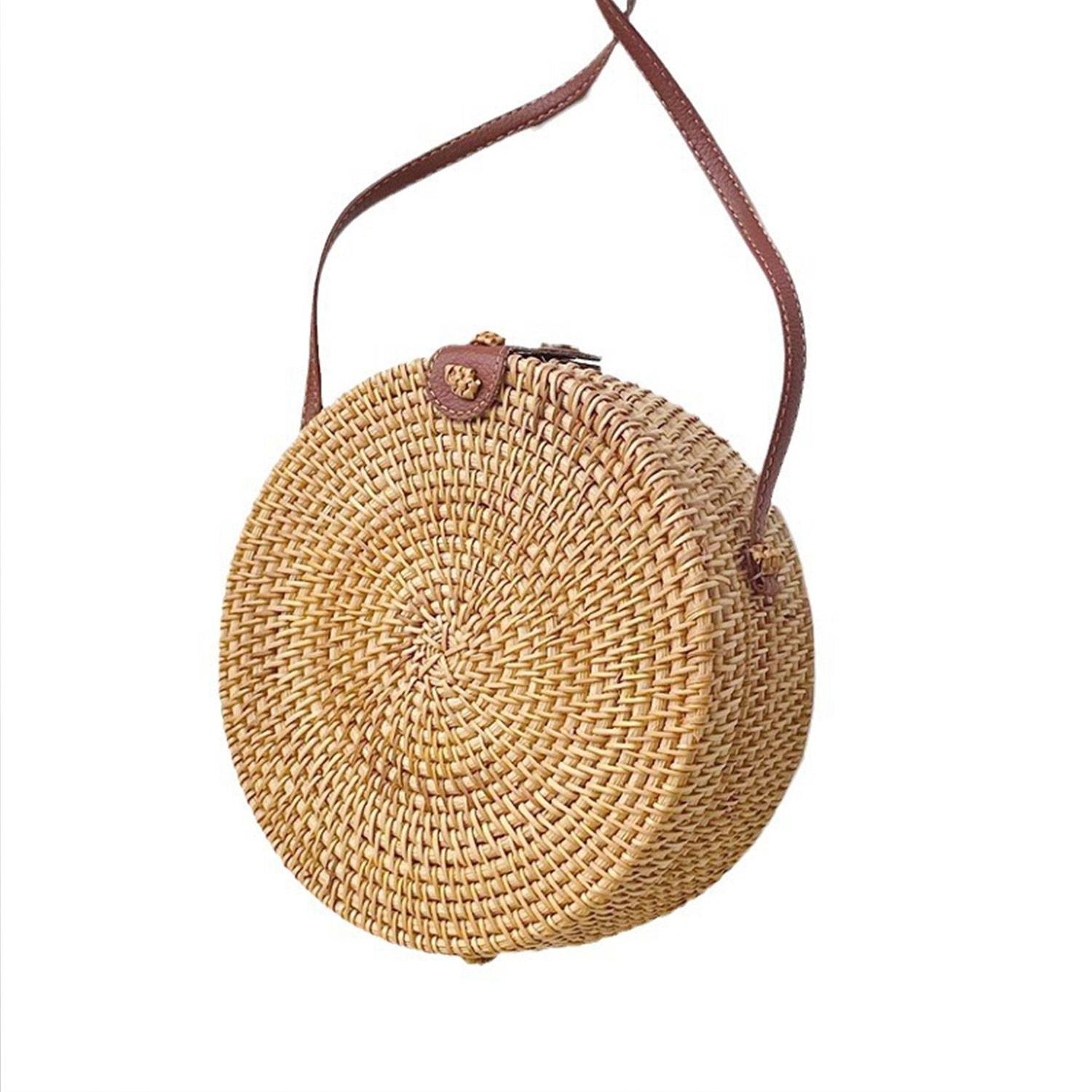 Handmade Round Rattan Crossbody Bag 2