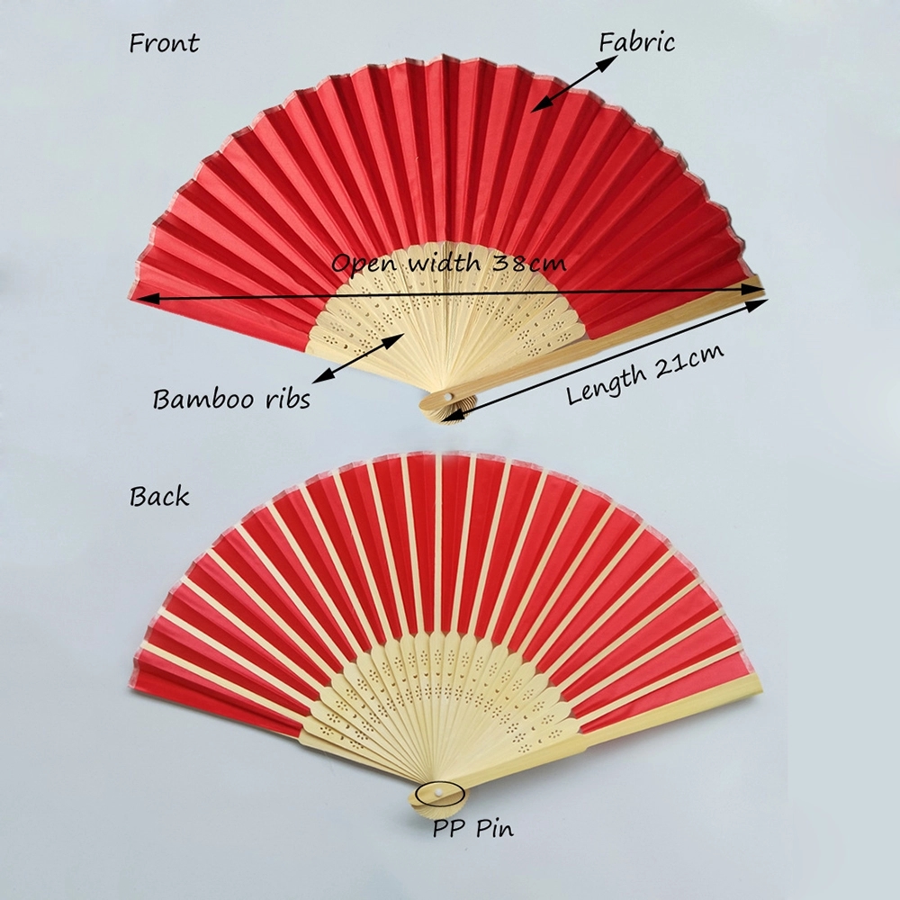 Full Color Bamboo Fabric Folding Handheld Fan Hand-Crafted 11