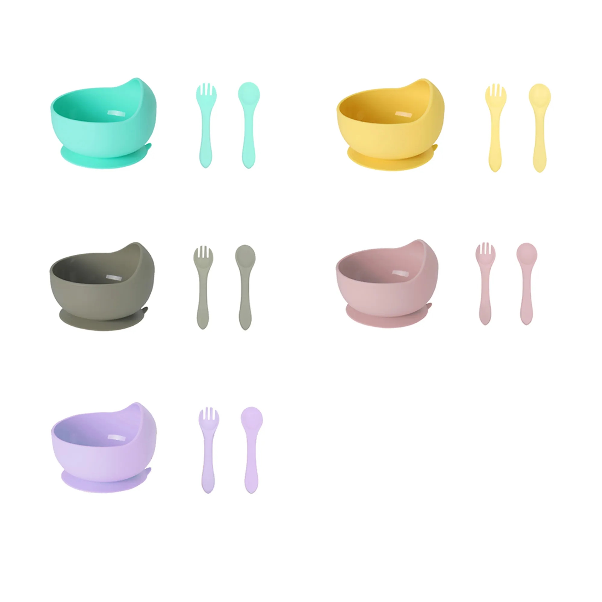 Toddler Suction Cup  Silicone Bowl Set 3