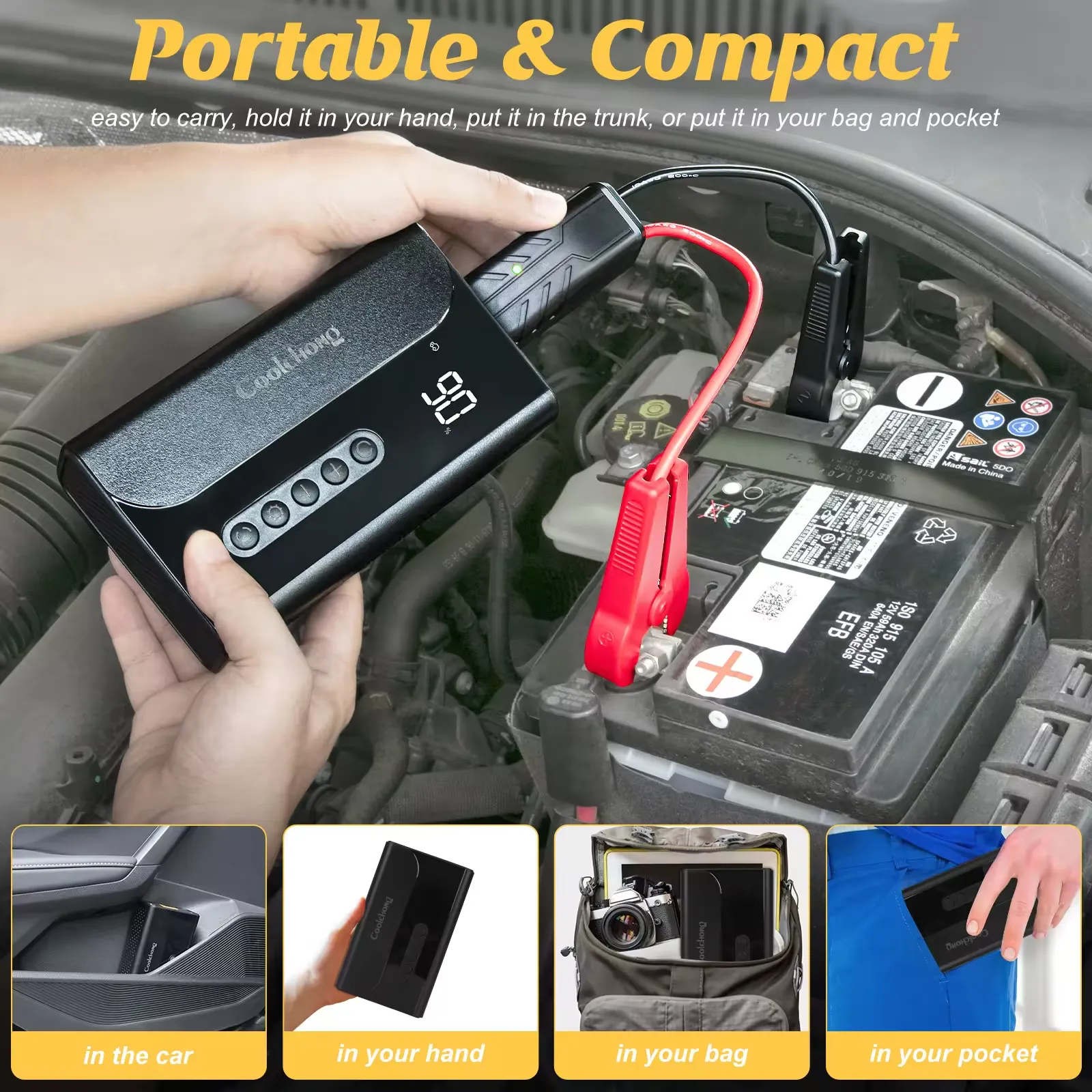 Jump Starter with 150PSI Digital Auto Tire Inflator 4