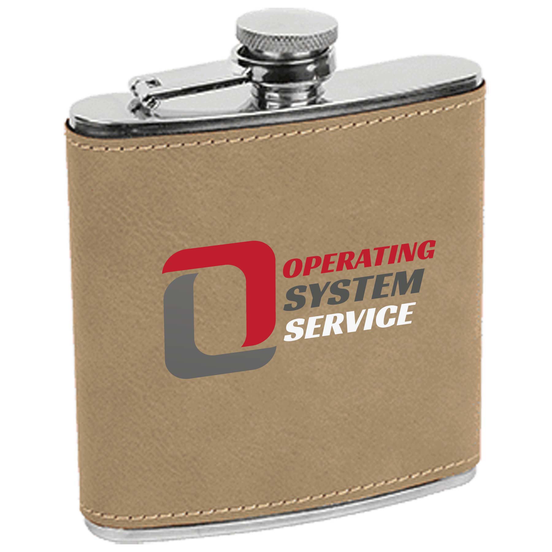 Light Brown Leatherette Stainless Steel Flask