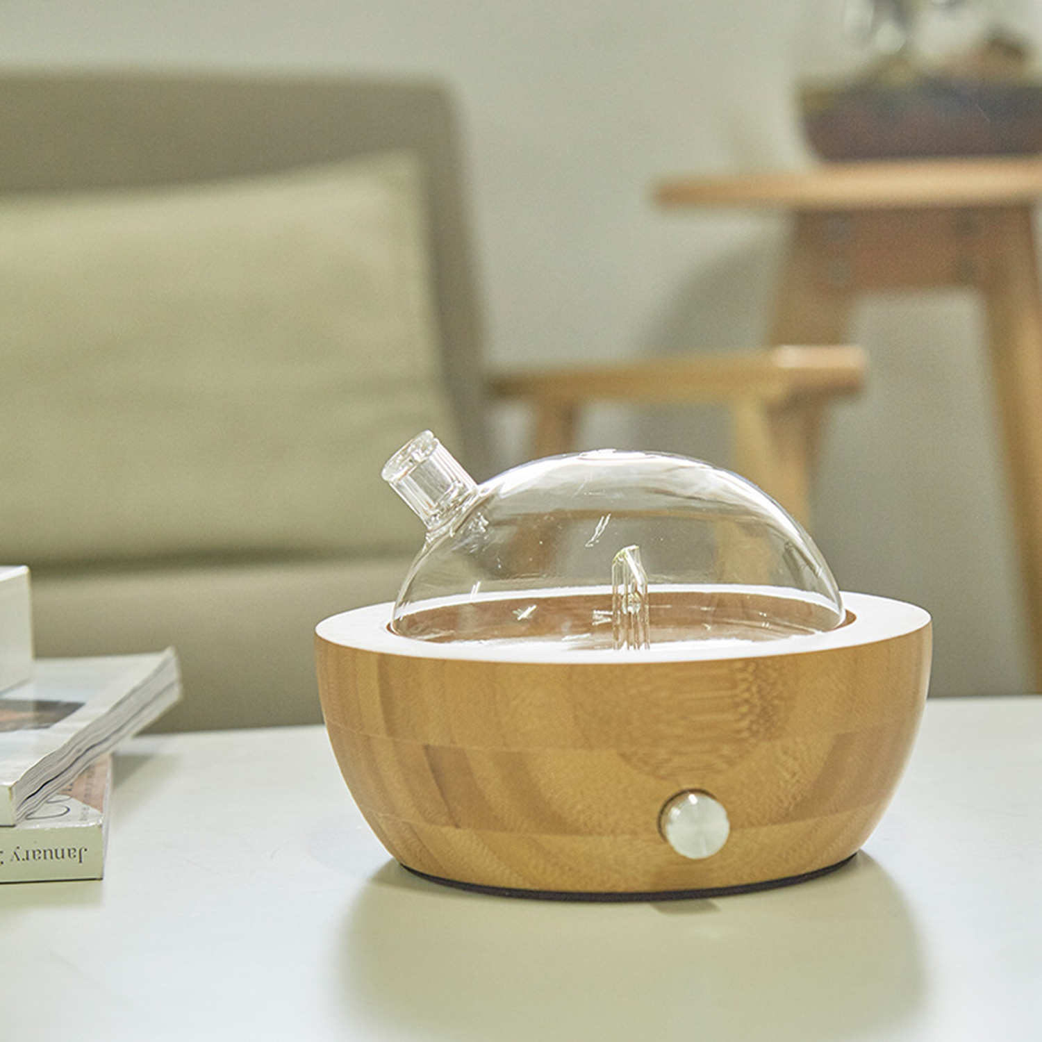 Bamboo Wood Glass Waterless Essential Oil Nebulizer 3