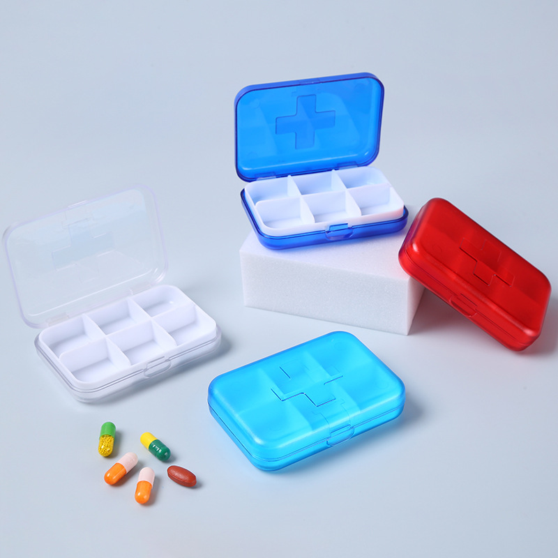 Portable Clear 6 Compartments Pill Box 2