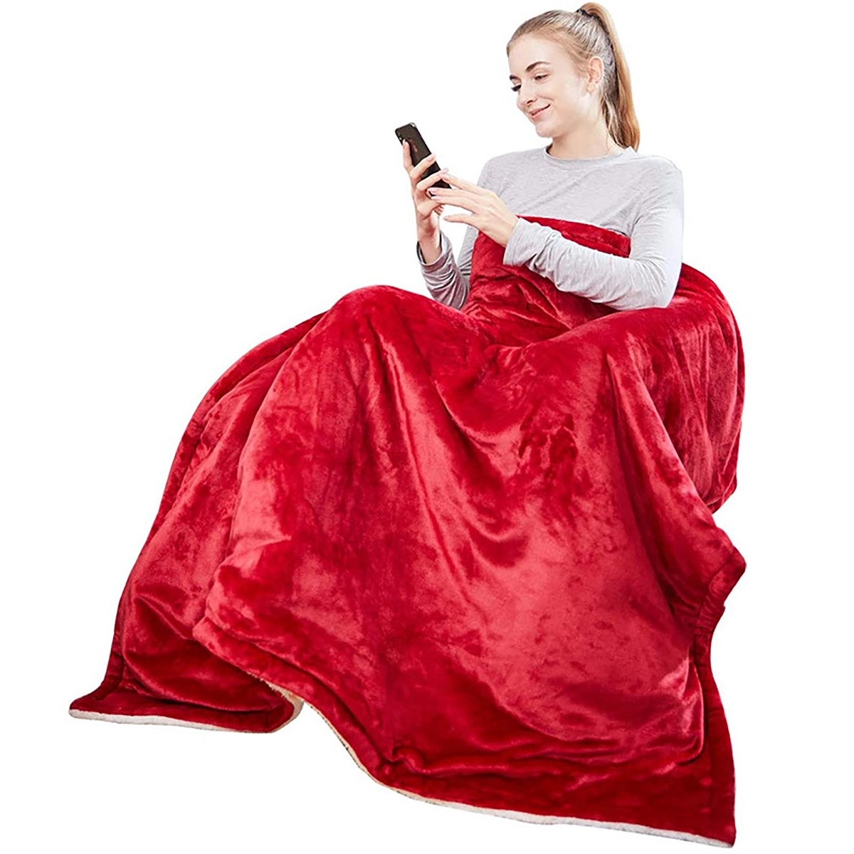 Heated Blanket Electric Throw Red 50" x 60" Fast Heating 3
